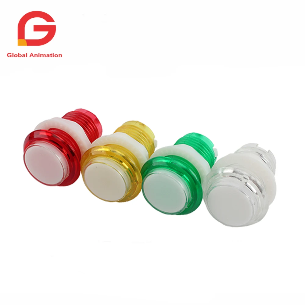 Transparent Push Button with Clear White Cover, LED Lamp Microswitch, Arcade Fighting Games Projects, 12 V, 5V, 28mm, 10 Pcs