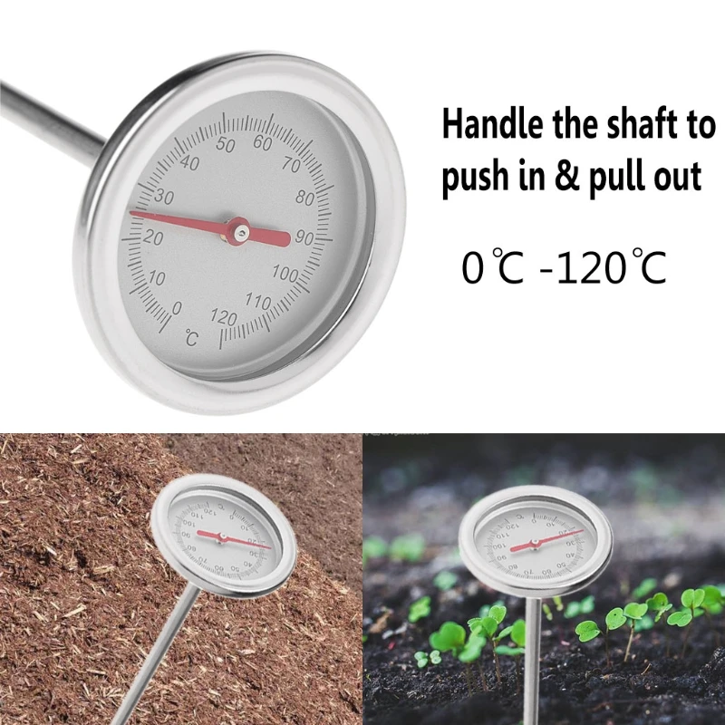 Compost Thermometer - Premium Stainless Steel Compost Soil Thermometer for Home and Backyard Composting - 50 Mm Dial