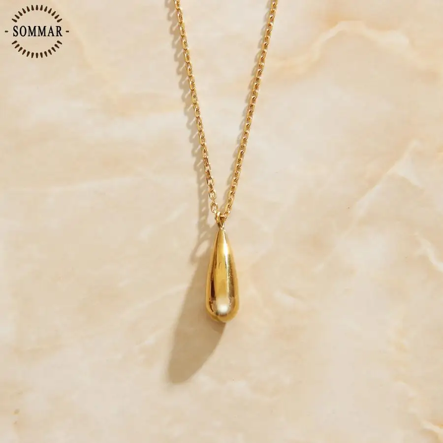 SOMMAR Lose  Promotions! Gold color 316L Stainless steel Girl necklace pendants drop big necklace Fashion Popular Luxury Jewelry