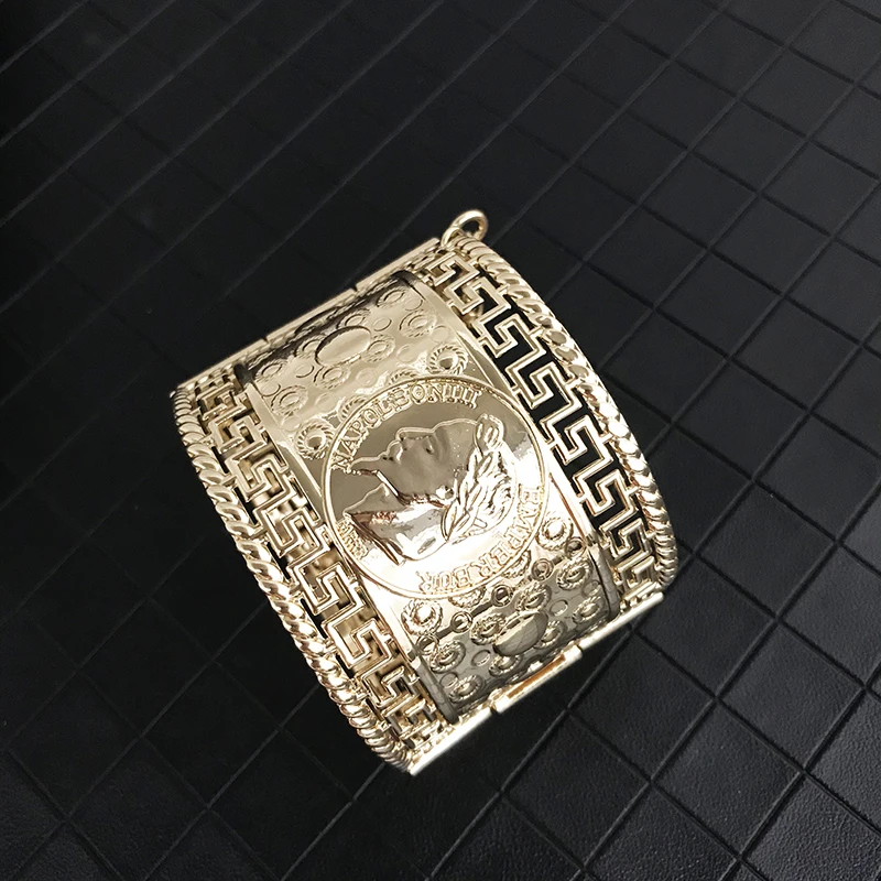 French Napoleon vintage metal bracelet for women Man bracelet Human head coin Couple bracelets Fine design brand jewelry