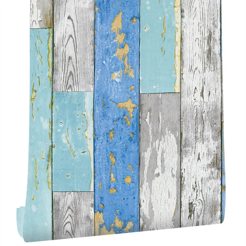 Blue Wood Vinyl Self Adhesive WallPaper For Living Room Bedroom Furniture Home Walls Decor 17.7\