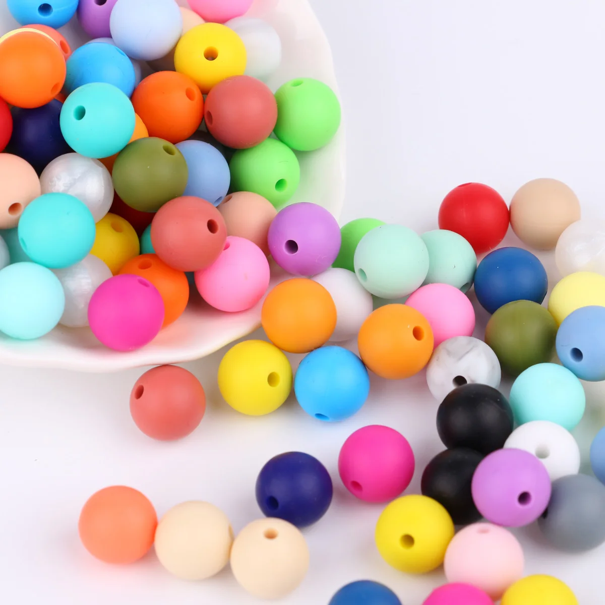 TYRY.HU 10Pcs Soft Silicone Bead Baby Teething Beads 15mm For Pacifier Chain Necklace DIY Accessories Round Beads BPA Free