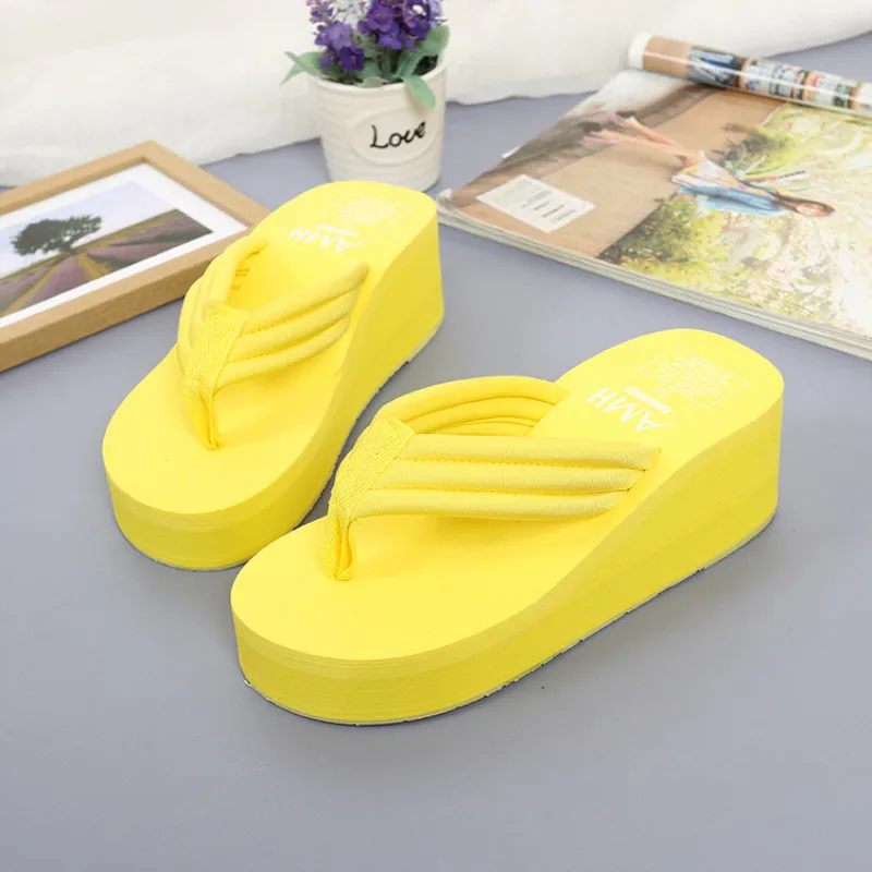 New 2022 Fashion Women Flip Flops Summer Beach Platform Slippers Casual Outside Wedges Sandals Women Shoes Leisure Slippers 6cm