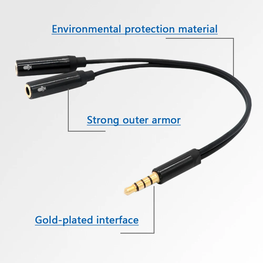 Cable de extensión de micrófono divisor de Audio, doble conector de micrófono de 3,5mm, macho a 2 hembra, para teléfono, portátil, Cable auxiliar