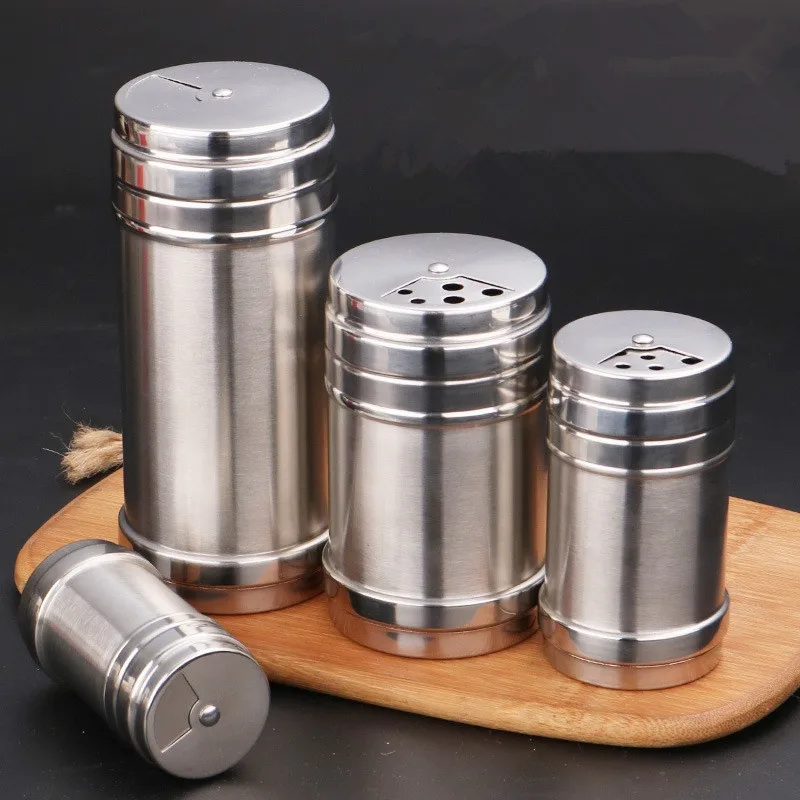 100pcs/lot Stainless Steel Kitchen Gadgets Spice Pepper Shaker Spice Jar Rotating Cover Seasoning Can Salt Sugar Bottle