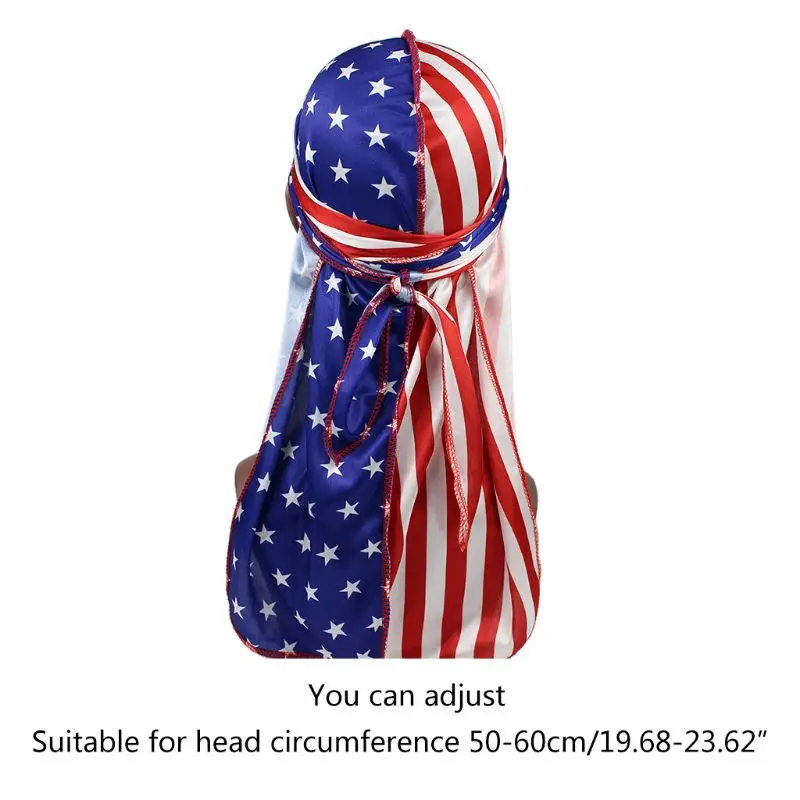 Unisex Silky Durags Funny Dollar American US Flag Print Bonnet Hat Pirate Cap