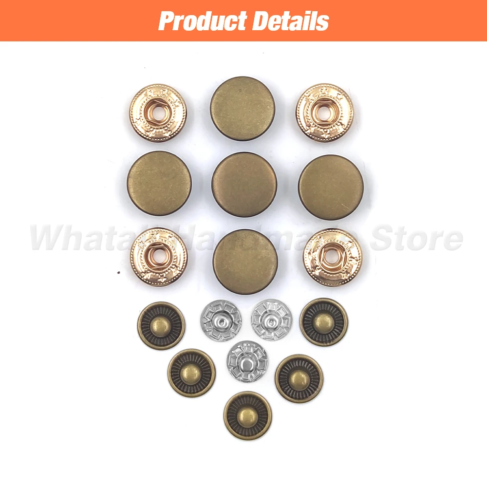 50set Snap Fasteners Kit Metal Snaps Press Button Studs Optional Installation Tools For Clothes Garment Bags Shoes Leathercraft