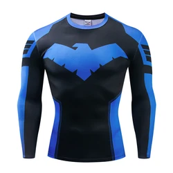 2021 yeni Nightwing 3D baskılı t-shirt erkekler uzun kollu Cosplay kostüm spor giyim erkek üstleri cadılar bayramı kostümleri erkekler için Pri