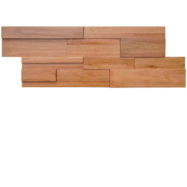 4 PCS Natural Lemon Eucalyptus Wood Mosaic 3D Wooden Backsplash Wall Tile DQ171