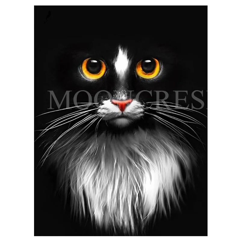 

5D DIY Diamond Painting Mosaic Black Cat Animal Full Square Round Drill Embroider Cross Stitch Home Decor Rhinestones Needlework