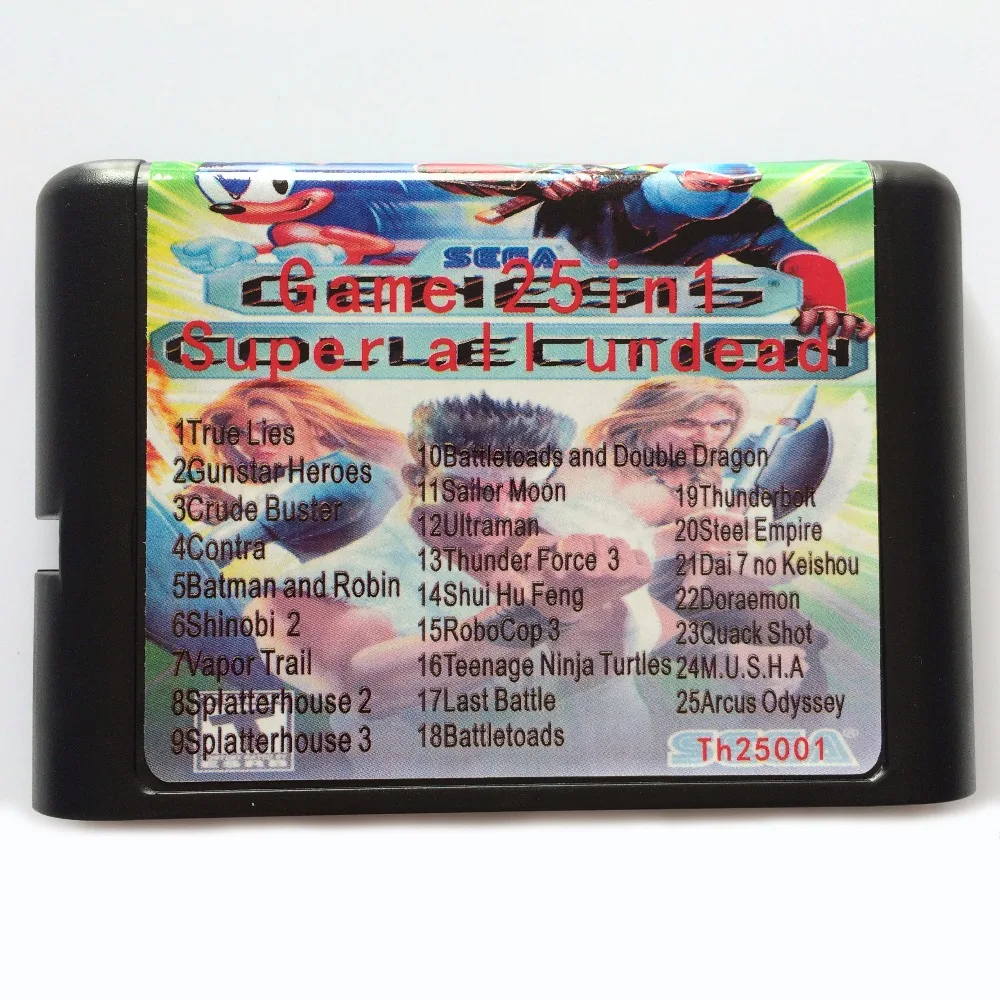 Hot Sale 25 In 1 Game Card For 16 bit Sega Mega Drive / Genesis