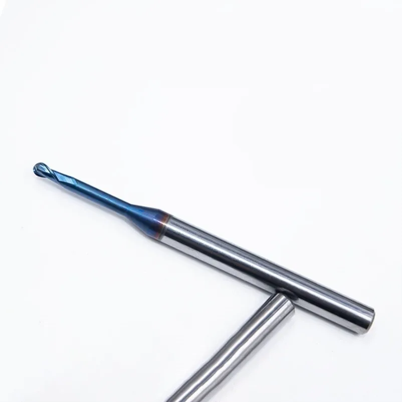 AZZKOR HRC70 Hartmetall-Kugelkopffräser mit blauer Nano-Beschichtung, 2-Schneiden, Tiefenrillenfräser, CNC-Maschinenbearbeitung, Fräswerkzeug – Detail 4