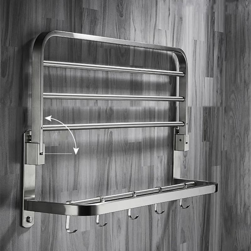 

High Quality Fixed Bath Towel 304 stainless Steel Holder Towel Rack Holder For Hotel or Home Bathroom Storage Rack Rail Shelf