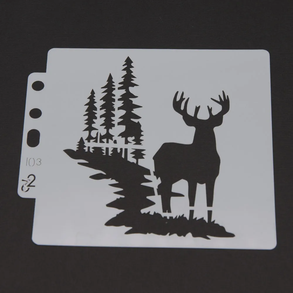 14x13cm Christmas Forest Deer DIY Layering Stencils Painting Scrapbook Coloring Embossing Album Decorative Template