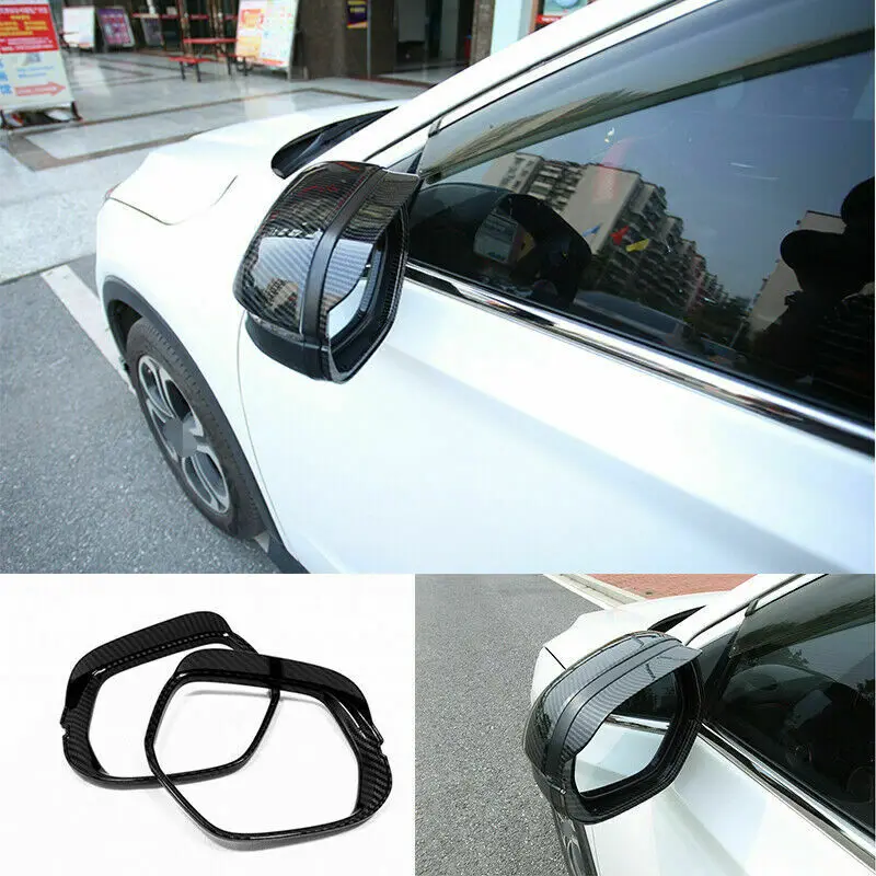 For Honda HR-V Vezel 2016-2020 Carbon Look Rear view Mirror Sun Rain Guard Moulding Cover Trim Car Accessories 2Pcs