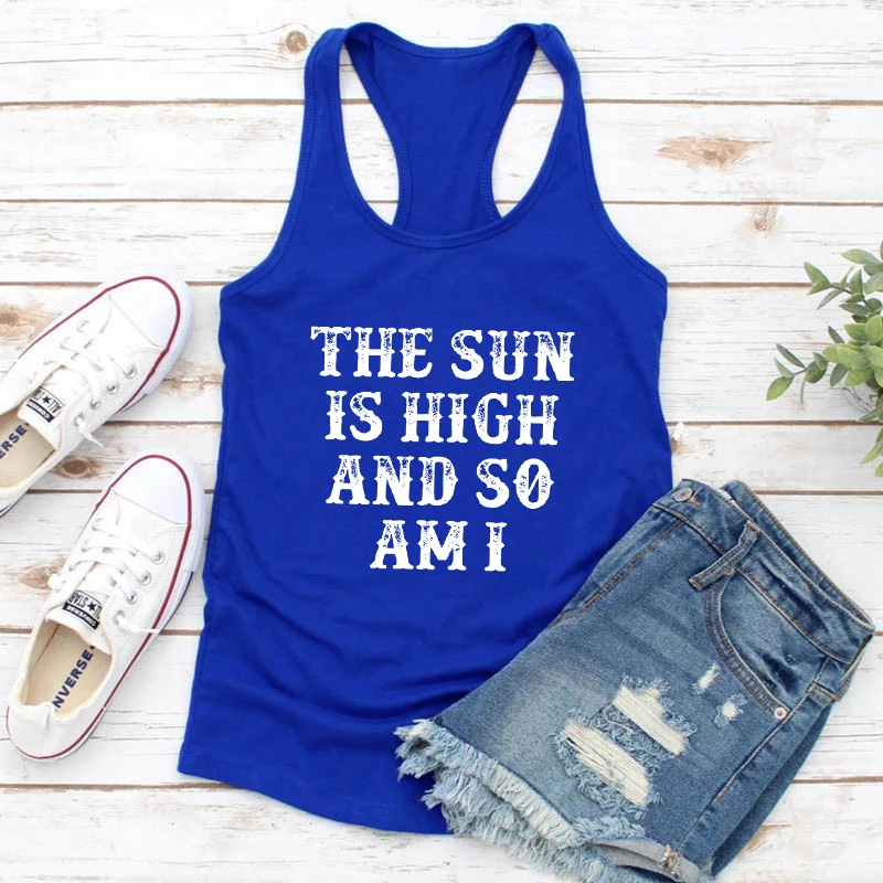 The Sun Is High And So Am I Tank Casual Women Flowy Gym Workout Tops image 3