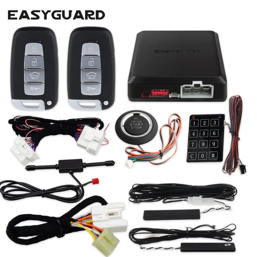 EASYGUARD keyless start stop fit for kia plug and play CAN BUS compatible remote car starter push start system pke car alarm