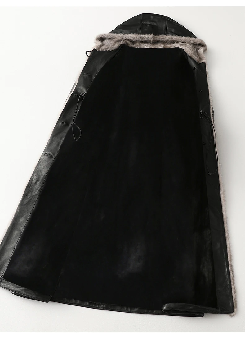 Lautaro Winter Long Warm Thick Black Leather Coat Women with Fur Inside Elegant Luxury Faux Fur Lined Jacket Parka Fashion 2021
