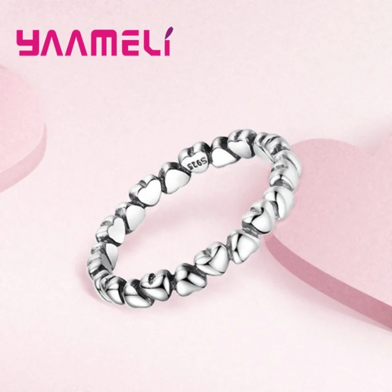 Hot Selling Heart by Heart Band Stackable Knuckle Ring Forever Love Promise Rings 925 Sterling Silver Hot Sale Fashion Jewelry