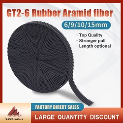 GT2 timing belt 2GT 5m/10m//20m/50m GT2-6/10mm open timing belt GT2 belt Rubber Aramid Fiber cut to length for 3D printer