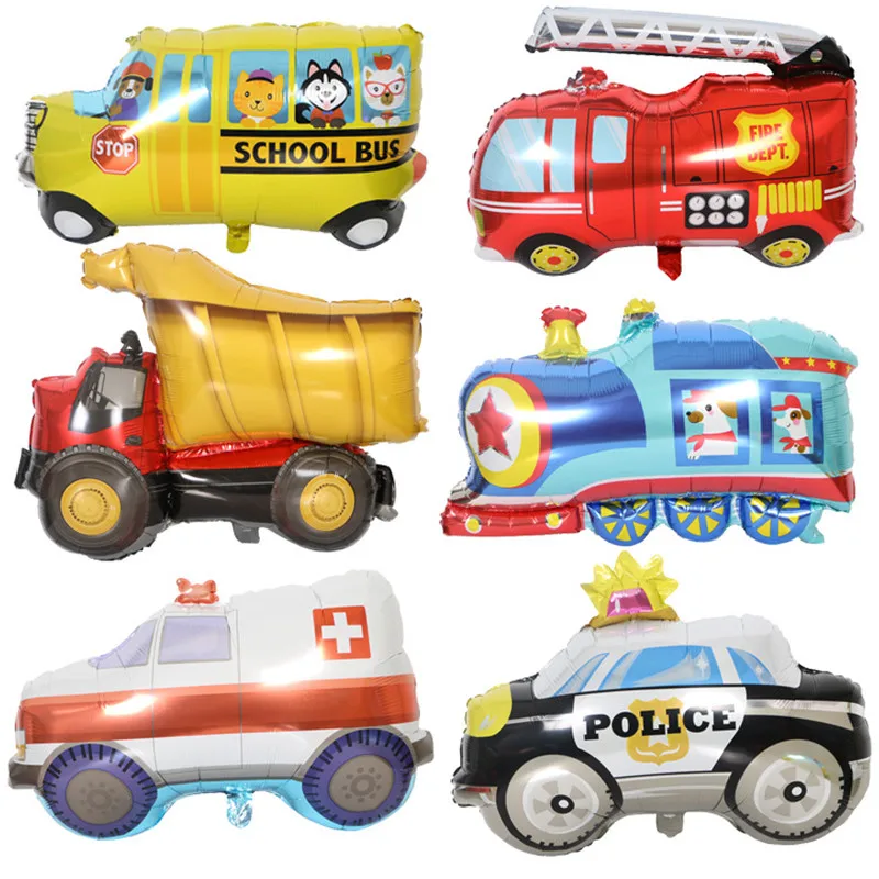 1pcs aircraft Car Shape Aluminum Film Balloon School Bus Train Tank Excavator Children Gift Birthday Party Decoration Balloon