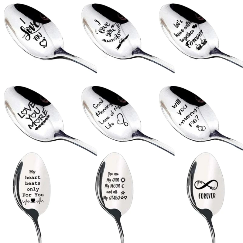 Valentines Day Gift Stainless Steel Spoon Good Morning Handsome Beautiful Girlfriend Present Anniversary Gift for Boyfriend