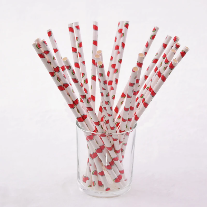 25pcs/lot Fruit Strawberry Pineapple Paper Drinking Straws Drinking Tubes Party Supplies Creative Drinking Straws