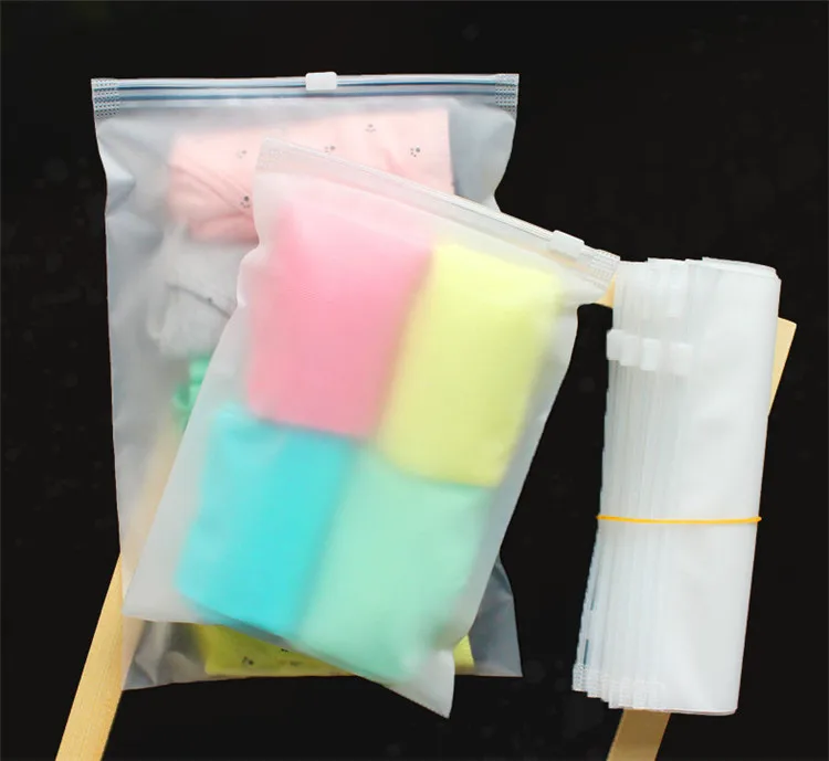 50pcs 140micron Both Sides Frosted Garment Zipper Bag T-shirt Underwear Socks Toys Towel Travel Wash Supplies Packaging Pouches