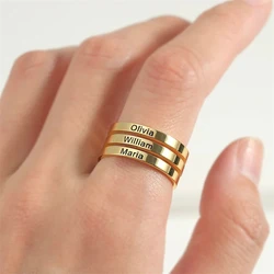 Personalized Stainless Steel Engrave Name Double Layers Ring Jewelry for Women Couples Name Keepsake for Girlfriend Wife Gift