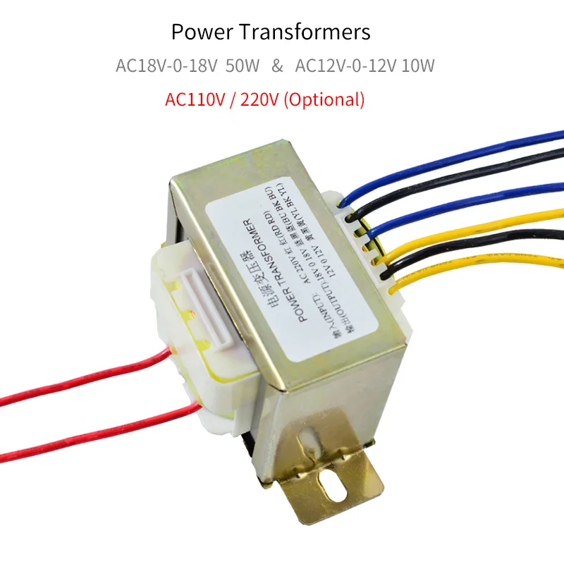 UNISIAN 60W EI Power Transformer Double AC18V 50W AC12V 10W Copper Power Supply Transformer For LM1875 Amplifier