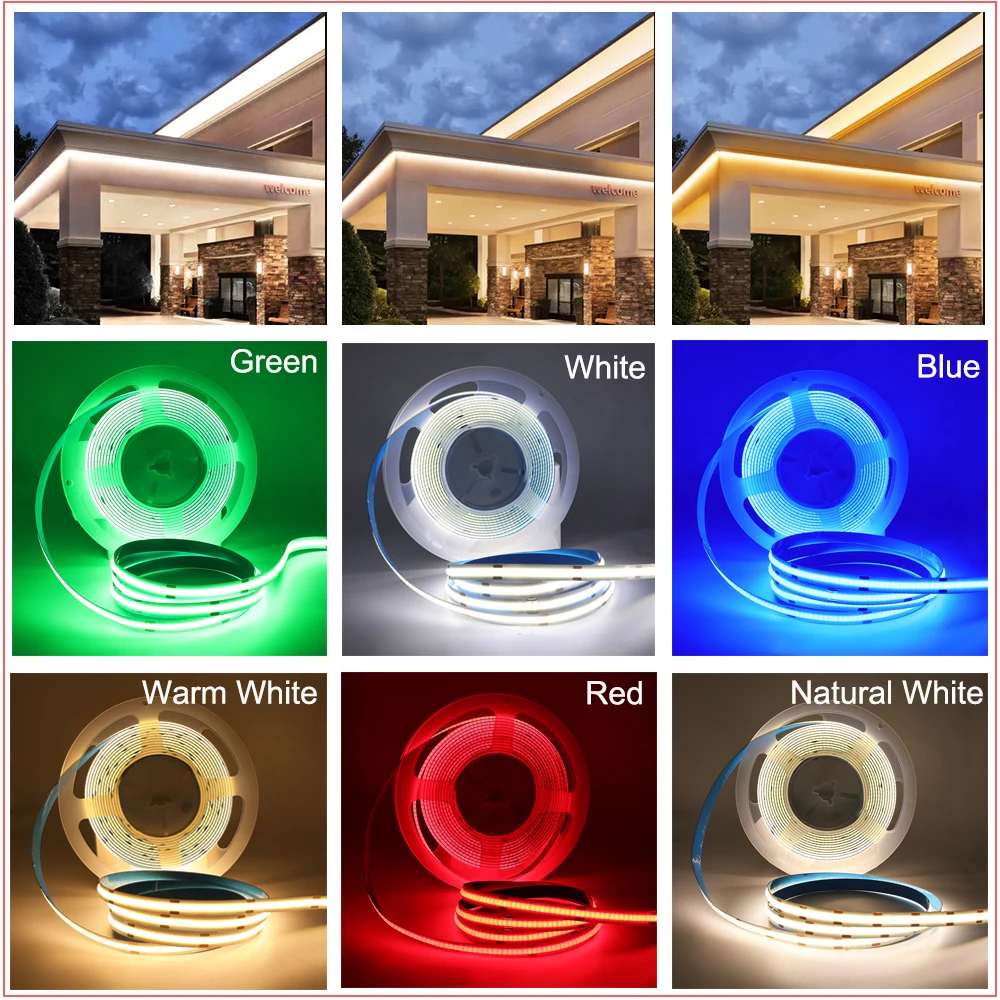 PIR Motion Sensor COB LED Strip Light DC5V Battery Power FOB Lights High Density 320Leds Flexible LED Tape Ribbon Rope Light