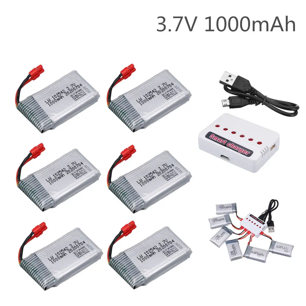 3.7V 1000mAh 102542 Lipo Battery  for Syma X5HC X5HW X5UW X5UC RC Quadcopter Battery with Charger  Drone Spare Part