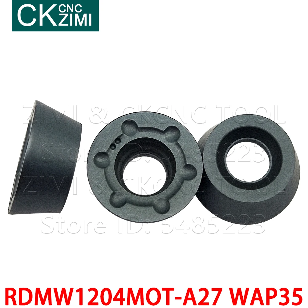 Insertos de carburo de fresado circular, herramienta indexable de torno de Metal CNC, 10P RDMW RDMW1204MOT-A27 WAP35 RDMW1204M0T-A27 WAP35