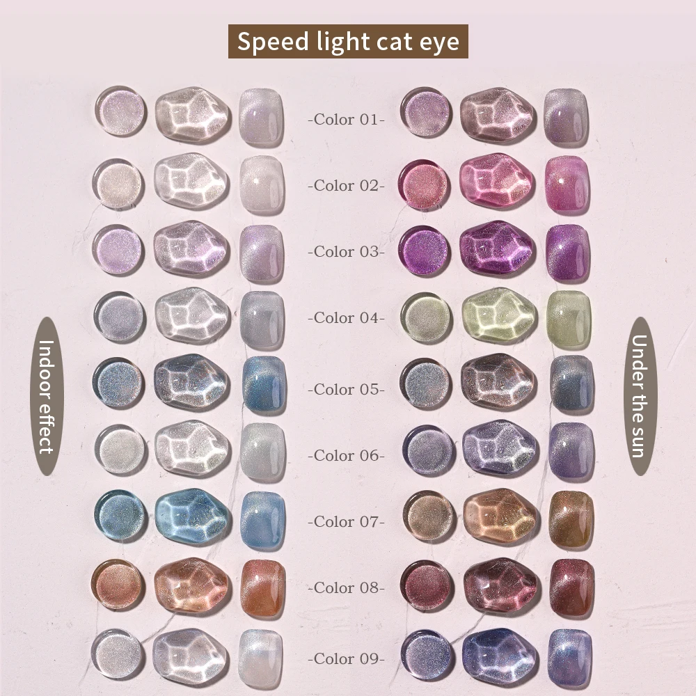 Vendeeni 9 colori/set scolorito glitter cat eye gel smalto UV LED luce cambia colore manicure smalto per unghie con carta colorata
