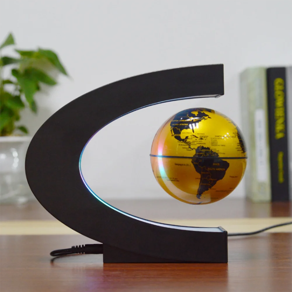 

Magnetic levitation C type 3inch print globe autobiography luminous office desktop living room ornaments creative business gifts