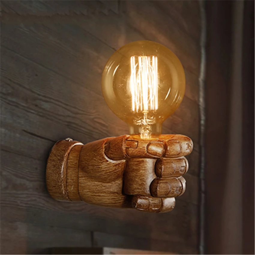 

Nordic fist hand resin wall lamps dining room aisle stair bar retro industrial restaurant wall sconces lights lighting fixtures