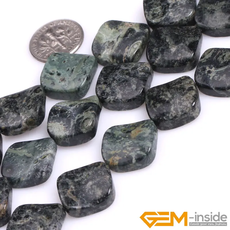 Natural Stone 16mm Square Wave Bead For Jewelry Making Strand 15\