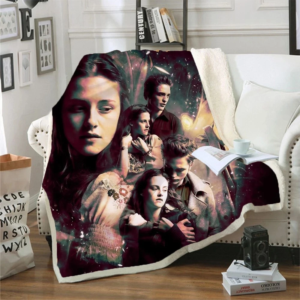 Movie Twilight 3D Print Harajuku Fashion Casual Funny Thick Quilt Child Bed Blanket Bedspread Chair Home Plush Soft Quilts