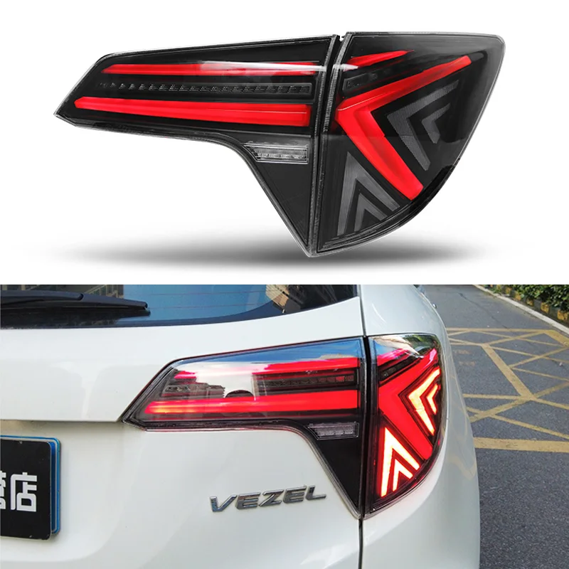 Car LED Tail Light For Honda HR-V HRV 2014 - 2021 Vezel  Rear Running Stop Dynamic Turn Signal Fog Brake Reverse Lamp  Accessory