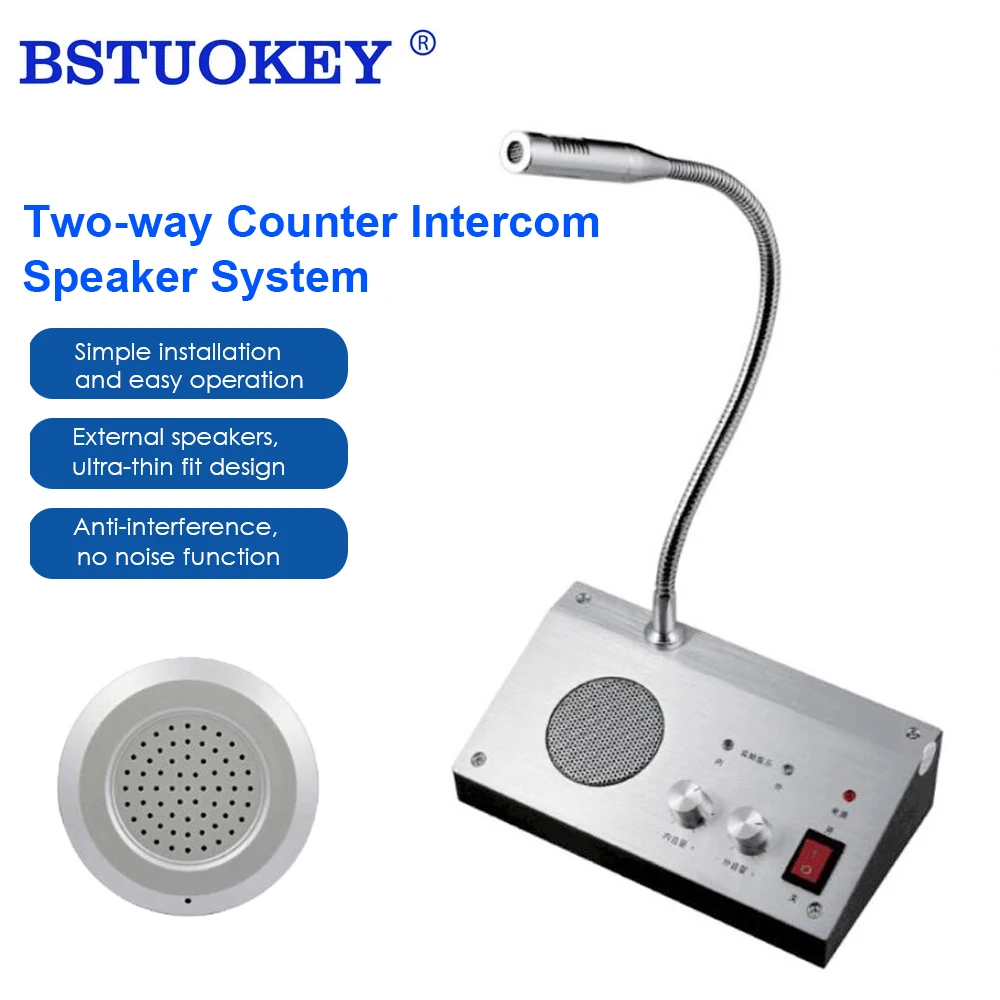 

9908 Dual-Way Talk Through Store Office Window Glass Counter Intercom Speaker System Window Microphone intercom speaker