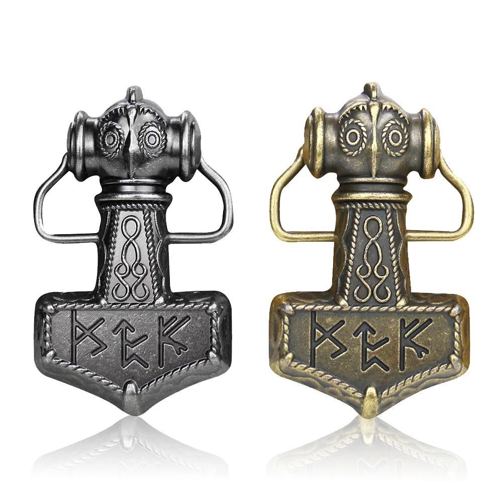 Western Odin Hammer Belt Buckle Northern Europe Viking Mythology King God Weapon Cowboy Man Homemad DIY Jeans Accessories Gift