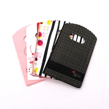 50 개/몫 멀티 디자인 작은 비닐 봉투 9x15cm 부티크 선물 가방 핸들 좋은 매력 귀걸이 쥬얼리 포장 가방