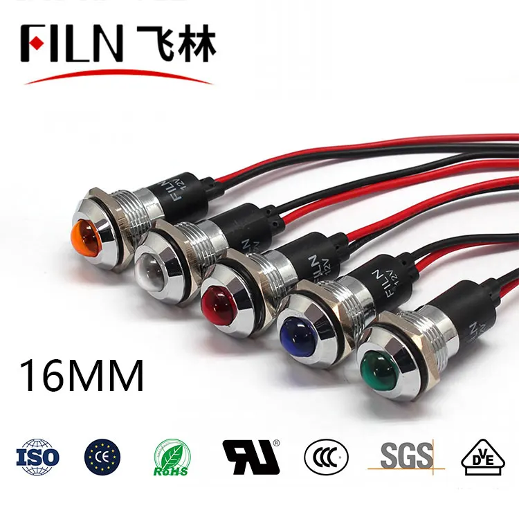 FILN 뜨거운 판매 방수 금속 Led 표시기 오토바이 자전거 보트 파일럿 램프 16mm 12v 24v 110v 220v led 표시 등