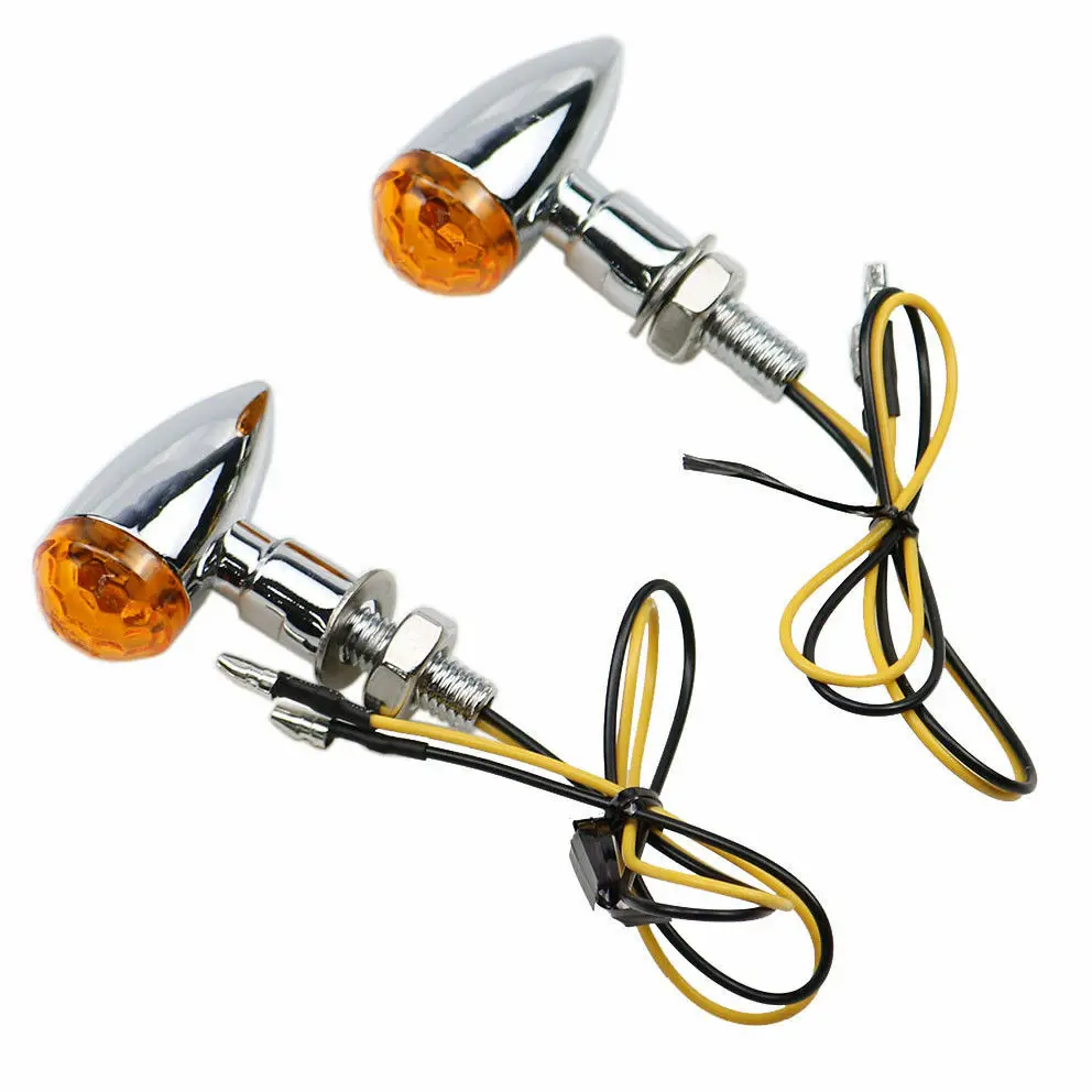 Chrome+Amber Lens Mini Bullet Universal Motors Turn Signal Light Indicator