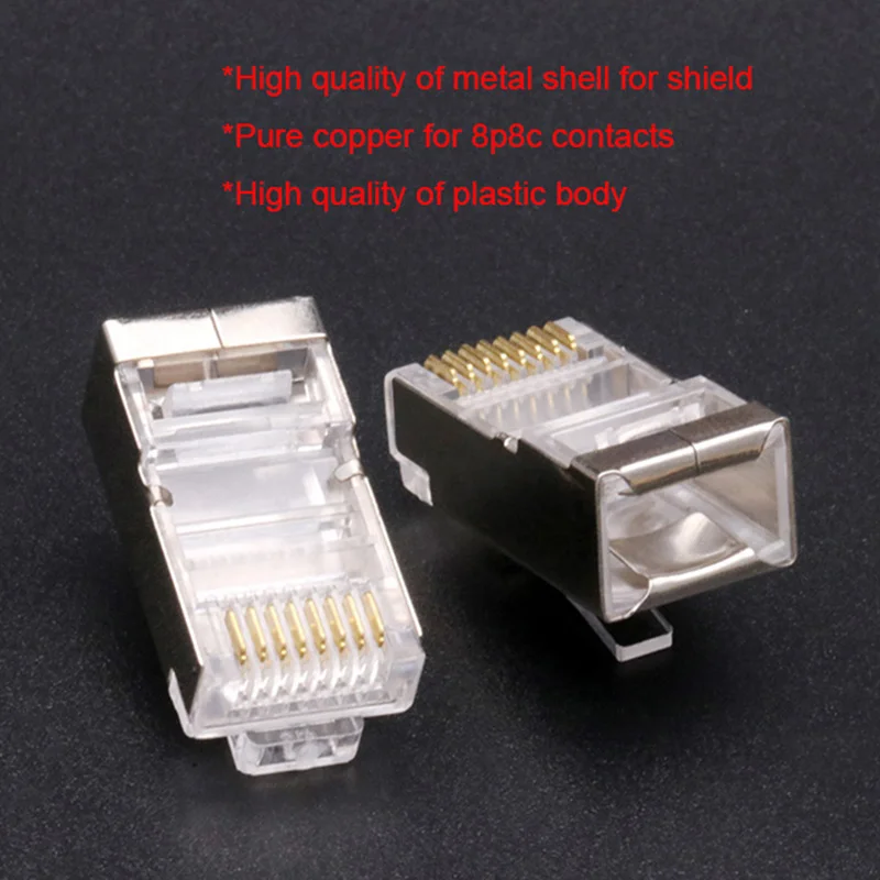 50pcs RJ45 Network Cables Modular Connectors 8P8C CAT5 CAT5e CAT6 For Options UTP Shielded Modular RJ45 Plug Terminals