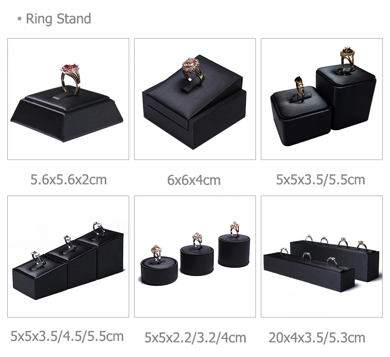 Jewelry Retail Store Black PU Ring Earring Stand Holder Bust Bangle Organzier Set Jewelry Pendant Necklace Chain Chokers Display