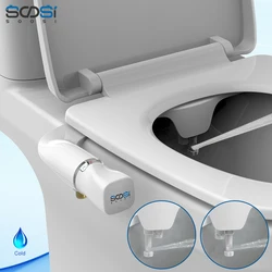 SOOSI-asiento de inodoro Delgado, lavado trasero, doble boquilla, presión de agua ajustable, latón, fácil instalación