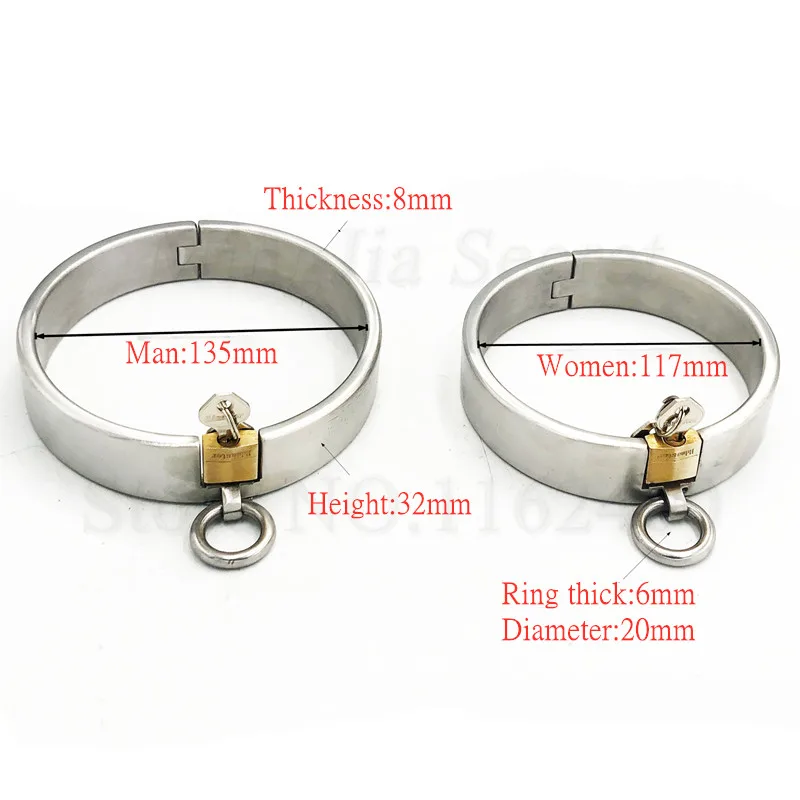 Heavy Stainless Steel Neck Collar with Ring Fetish Slave Restraint Bondage Lockable Choker Adult Games BDSM Sex Toys For Couples