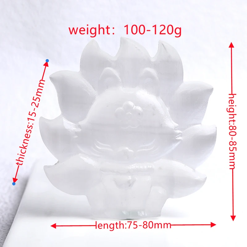 1PC Nine-tailed Fox Selenite Figurine Natural White Selenite Raw Crystals Make Home Decor Crafts Healing Crystal Ornaments Gifts