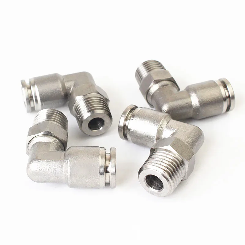 304 PL series stainless steel quick insert right Angle elbow connector PL4- PL6 PL8 PL10 PL12 PL14 PL16-M5/M6 01/02/03/04